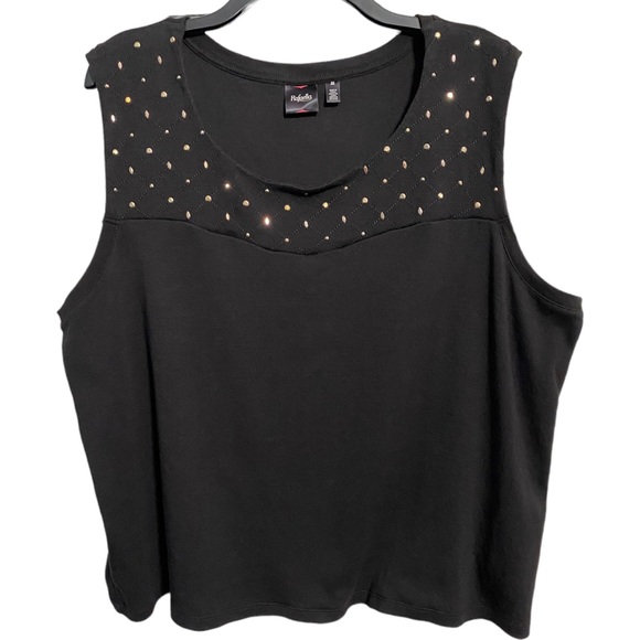 NWOT•Women’s Black Sleeveless top w/gold accents - Picture 5 of 7